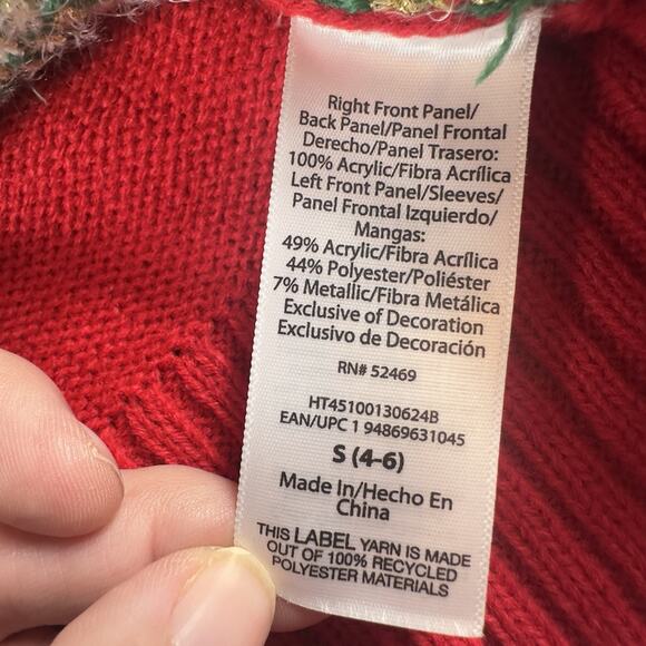 Holiday Time Women’s Christmas Argyle Gnome Cardigan Sweater S Red Green White - Picture 13 of 14